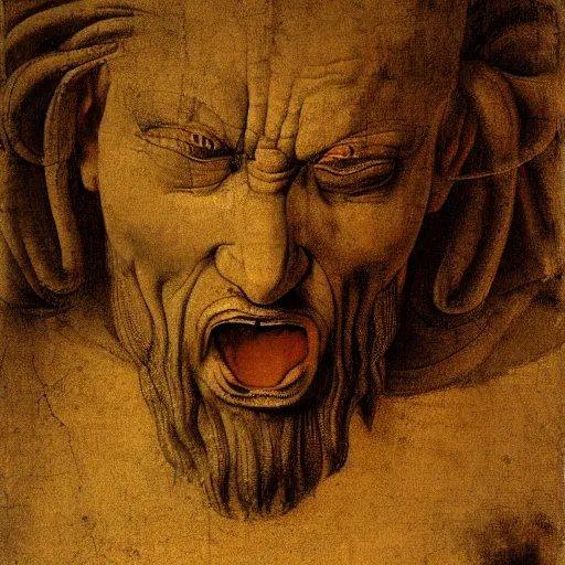 Prompt: The god of anger and rage by LeonardoDaVinci