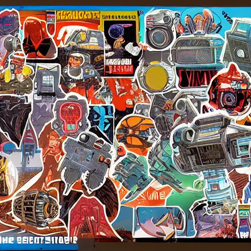 Image similar to 1 9 8 0 s scifi sticker pack, artstation