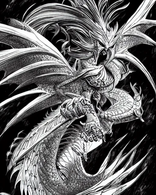 Image similar to A phoenix, black and white, epic, highly detailed, close-up, fantasy art, dragon art, in the style of masami kurumada, illustration, epic, fantasy, intricate, hyper detailed, artstation, concept art, smooth, sharp focus, ray tracing