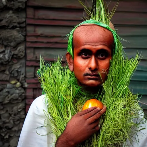 Prompt: indian man dressed as an onion