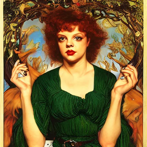 Image similar to portrait of a hybrid of a hybrid of judy garland and a hybrid of liza minelli and britney spears, holman hunt, john william waterhouse, kilian eng, rosetti, john everett millais, william holman hunt, 4 k