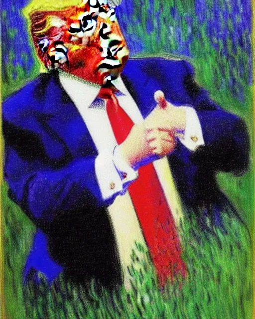 Prompt: donald trump, by monet, ultra detailed