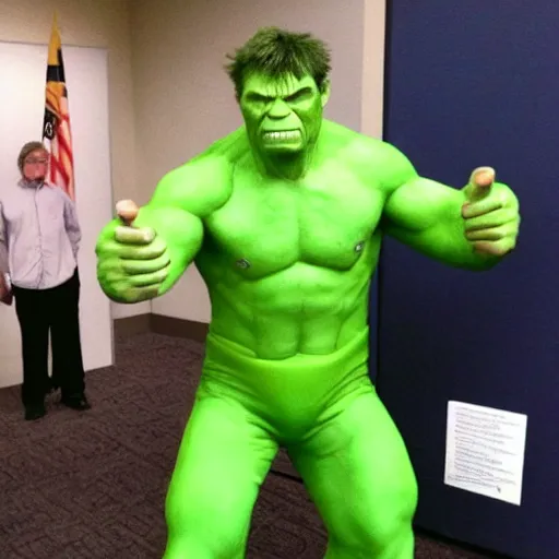 Image similar to bill gates cosplaying as the hulk, bill gates wearing a hulk costume, cosplay award winner