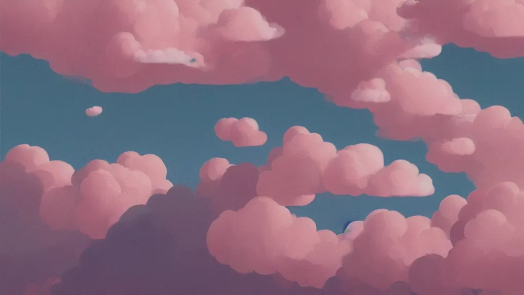 Prompt: a painting of pink clouds in the sky, a digital painting by hsiao - ron cheng, featured on tumblr, digital art, matte background, soft mist, wallpaper