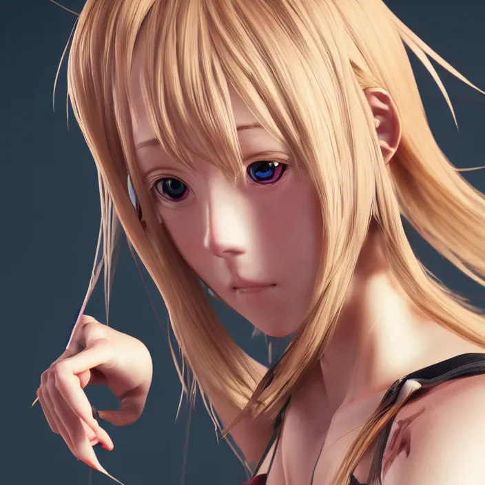 Image similar to female anime, au naturel, hyper detailed, digital art, trending in artstation, cinematic lighting, studio quality, smooth render, unreal engine 5 rendered, octane rendered