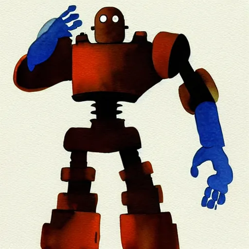 Image similar to iron giant, watercolor illustration for a book