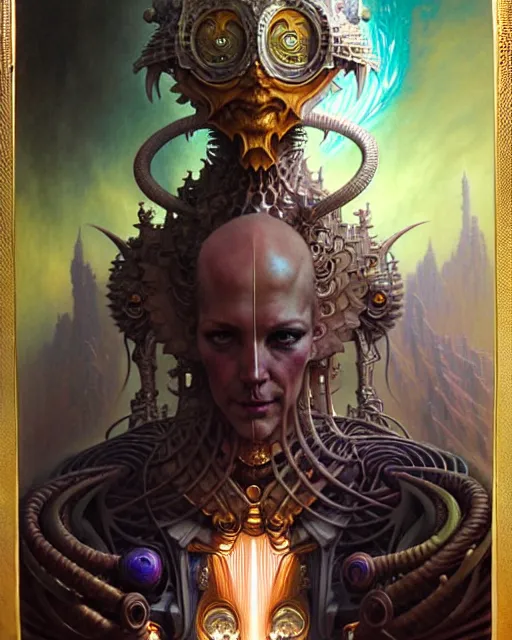 Image similar to the chariot tarot card, fantasy character portrait made of fractals, ultra realistic, wide angle, intricate details, the fifth element artifacts, highly detailed by peter mohrbacher, hajime sorayama, wayne barlowe, boris vallejo, aaron horkey, gaston bussiere, craig mullins