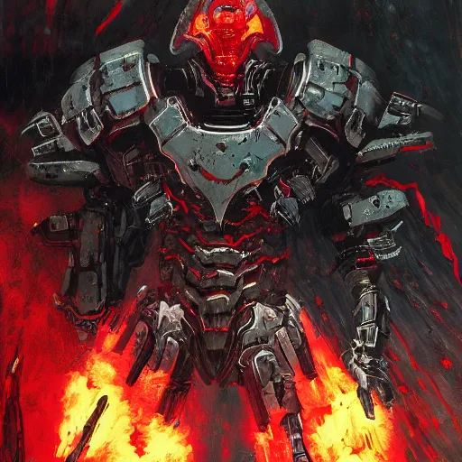 Image similar to doom slayer, painted by tsutomu nihei, painted by stanley lau