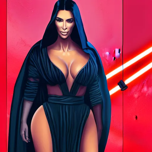 Image similar to kim kardashian in star wars as an evil sith, 8k resolution, full HD, cinematic lighting, award winning, anatomically correct