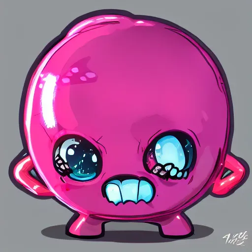 Image similar to pink angry bubble, high detailed, cute, trending on artstation