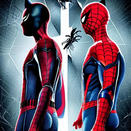 Image similar to Spider-Man VS Batman movie poster