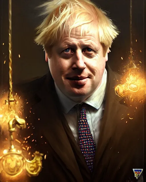 Image similar to boris johnson working at burger king, character portrait, ultra realistic, concept art, intricate details, highly detailed by greg rutkowski, gaston bussiere, craig mullins, simon bisley