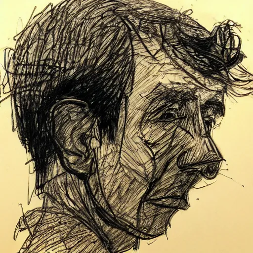 Prompt: a realistic yet scraggly portrait sketch of the side profile of a stern and sophisticated yanderedev, trending on artstation, intricate details, in the style of frank auerbach, in the style of sergio aragones, in the style of martin ansin, in the style of david aja, in the style of mattias adolfsson