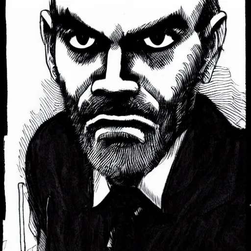 Image similar to Ben Bernanke looking sinister, by Tsutomu Nihei, highly detailed