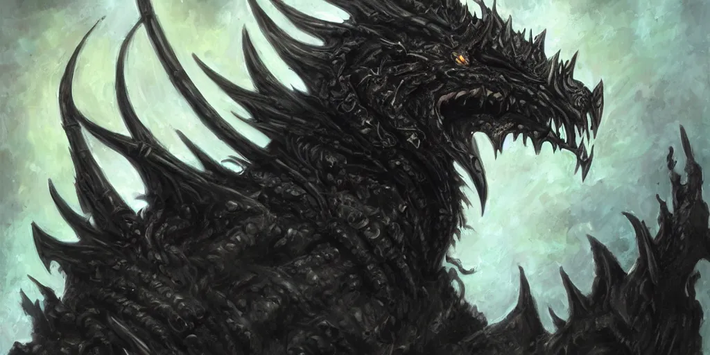 Image similar to Portrait of a terrible black dragon by Samwise Didier