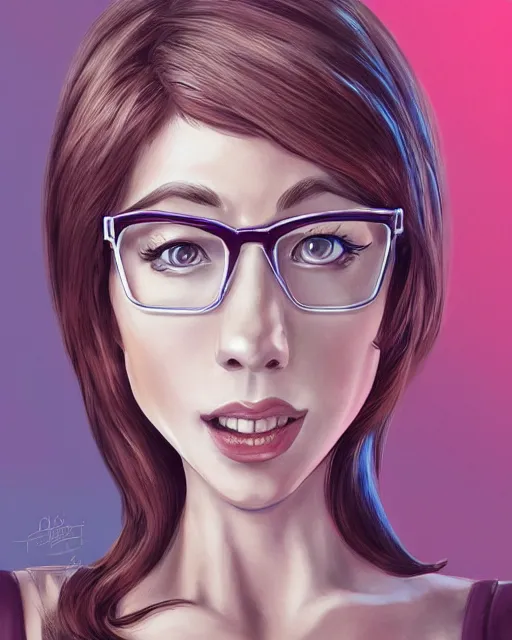 Image similar to a highly detailed illustration of velma from scooby doo, dramatic smile pose intricate, elegant, highly detailed, centered, digital painting, artstation, concept art, smooth, sharp focus, league of legends concept art, extremely detailed eyes, fantastic details full face, mouth, trending on artstation, pixiv, ultrahd, in the style of chris sanders