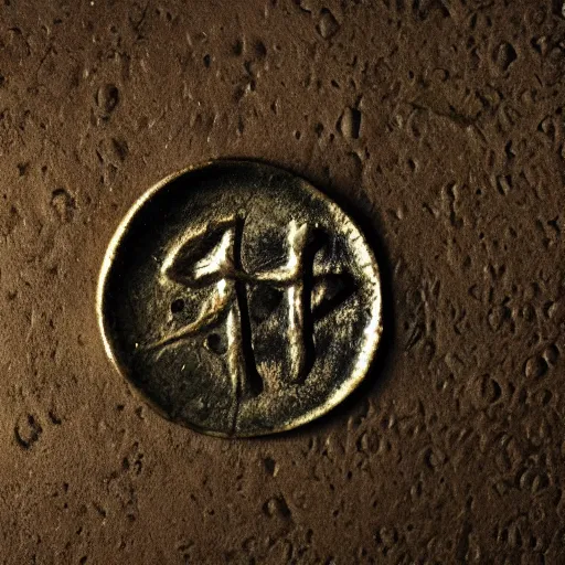 Prompt: medieval coin texture with writing on it, 4 k, studio lighting, flickr