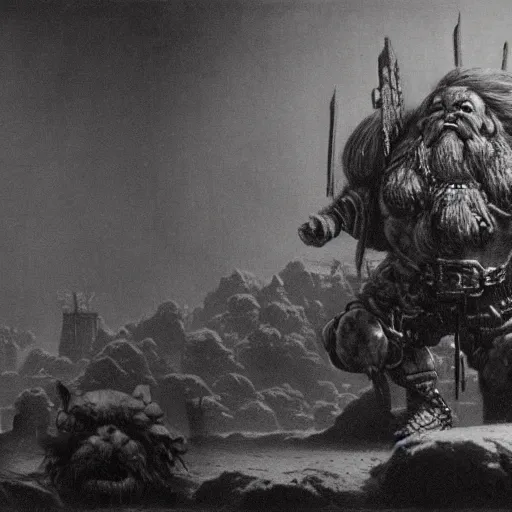 Prompt: warhammer dwarf slayer concept art, beksinski