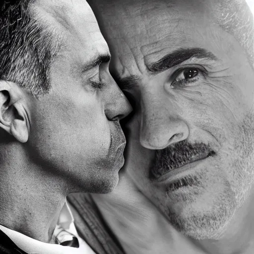 Image similar to Jordan Peterson making out with joe rogan, photorealistic, 4k