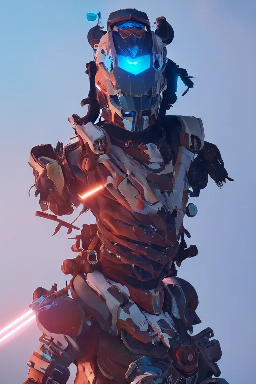 Image similar to combination suit armor aloy horizon forbidden west horizon zero dawn robot ninja mask helmet backpack tribal, aesthetic octane render, 8 k hd resolution, by ilya kuvshinov and cushart krentz and gilleard james radiating a glowing aura cgi rtx 2 0 2 2