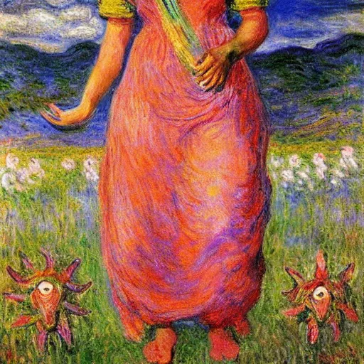 Image similar to midsommar god of sun by claude monet, frida kahlo