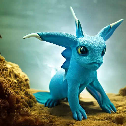 Prompt: national geographic professional photo of vaporeon, award winning