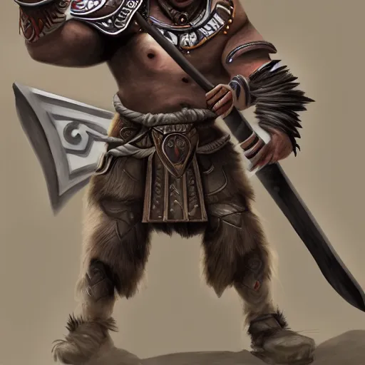 Image similar to A Tauren warrior wielding a two handed sword, digital painting, detailed, realism