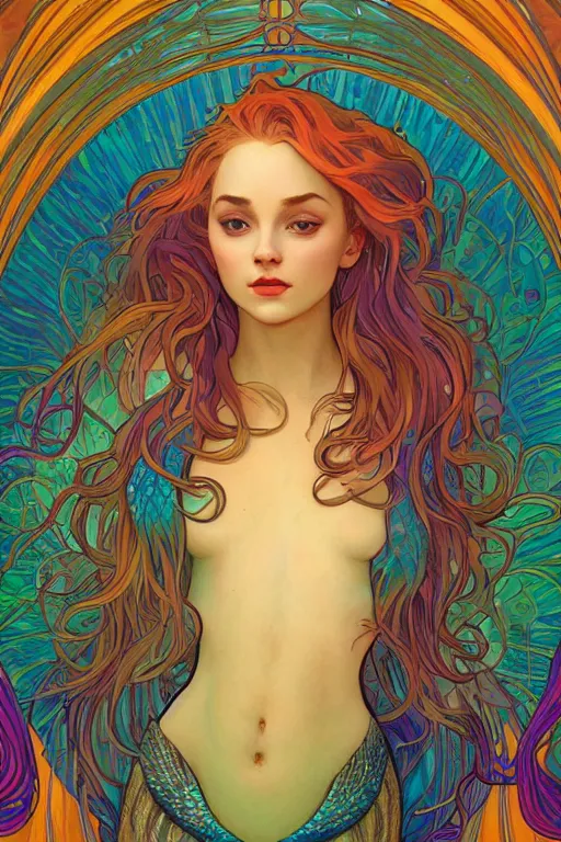 Image similar to a beautiful psychedelic fin of a mermaid, symmetrical features, cinematic lighting, soft bokeh, fantasy, modern, colourful, highly detailed, digital painting, artstation, deviantart, concept art, sharp focus, illustration, by alphonse mucha