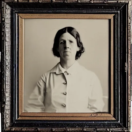 Image similar to photo portrait of a old female medical doctor photo by Diane Arbus and Louis Daguerre