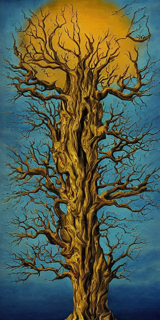 Image similar to Surrealism painting of a tree, masterpiece