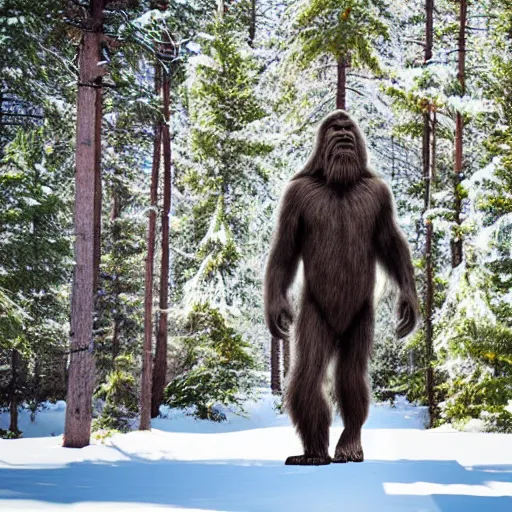 Prompt: bigfoot walking in center of helsinki finland. Realistic photo