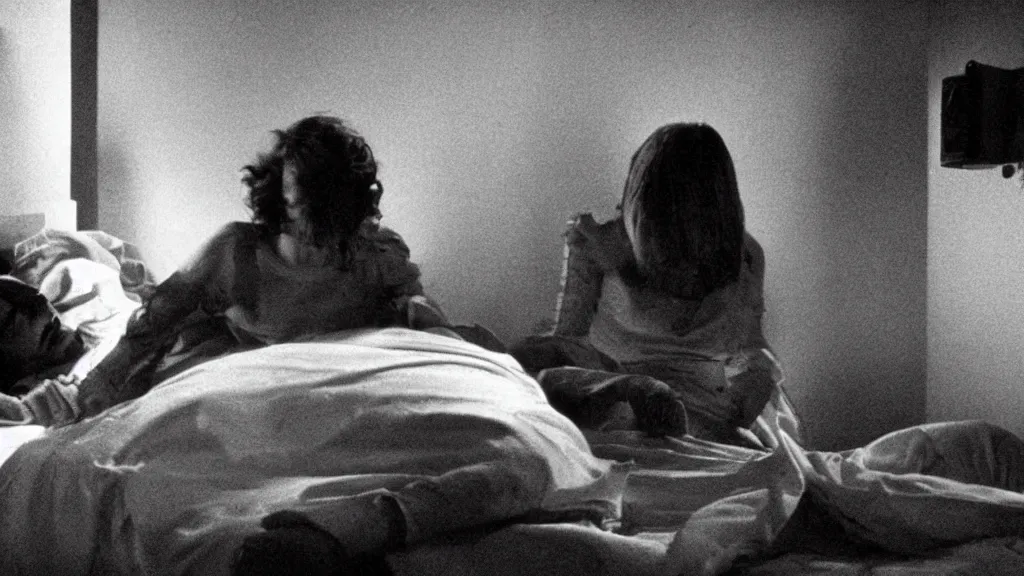 Image similar to movie still of having sleep paralysis, cinematic composition, cinematic light, criterion collection, by dario argento