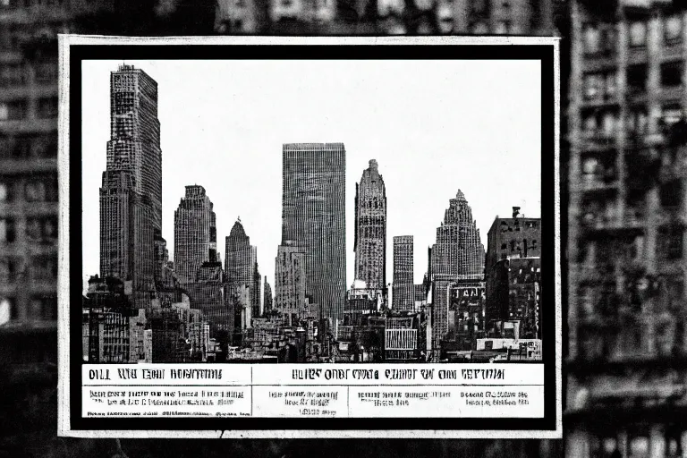 Image similar to old halftone newspaper photograph of a giant snake attacking new york city skyline