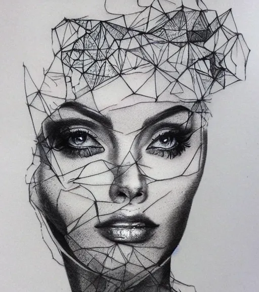 Image similar to realism tattoo sketch of a isabelledeltore face double exposure mountain scenery, in the style of matteo pasqualin, amazing detail, sharp, faded