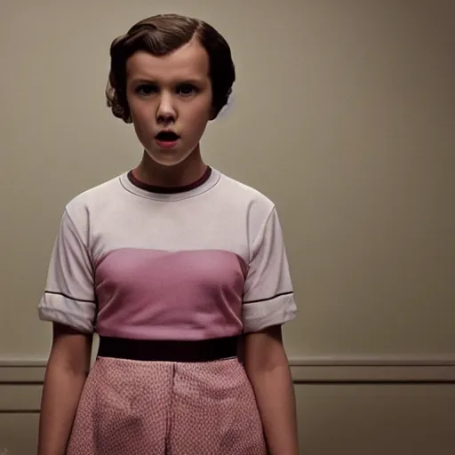 Image similar to millie bobby brown as eleven from stranger things 1 8 9 0's photography