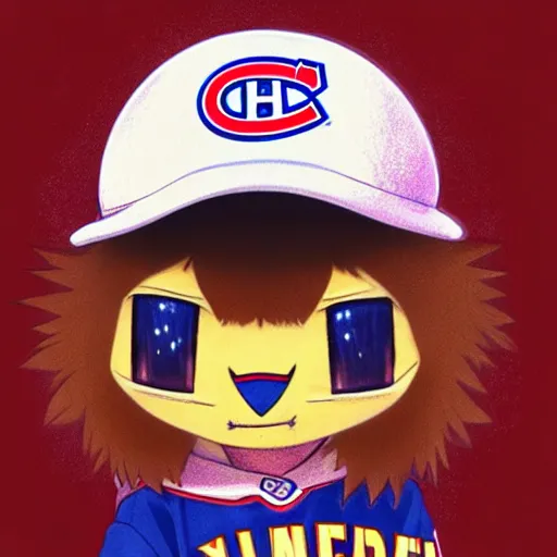 Image similar to anime Portrait of Youppi the Habs Montreal Canadiens Mascot as a very cute powerful and friendly pokemon, highly detailed anime, high evolution, 1990s, legendary, smooth, sharp focus, dynamic lighting, intricate, trending on ArtStation, illustration pokemon, art by WLOP