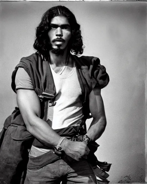 Image similar to Portrait of Jayson Tatum, Jayson Tatum as Che Guevara, Guerilla Heroica, Black and White, Photograph by Alberto Korda, inspiring, dignifying, national archives