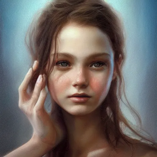 Image similar to pure love is patient love is kind, mother and child ; photorealistic oil painting by charlie bowater and mark brooks ; highly detailed cute faces by wlop ; trending on artstation ; 8 k high resolution, symmetrical, cinematic, high coherence, golden ratio, rule of thirds, perfectly centered anatomically accurate portraits