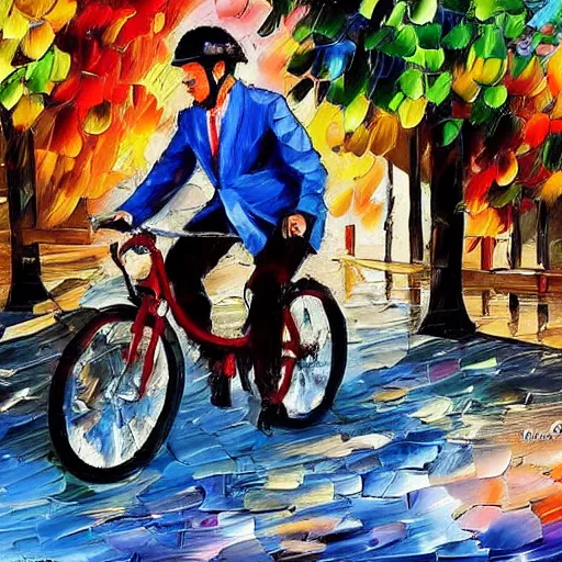 Image similar to Riding a bike, by Afremov, Leonid