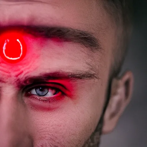 Image similar to a man with red glowing eyes