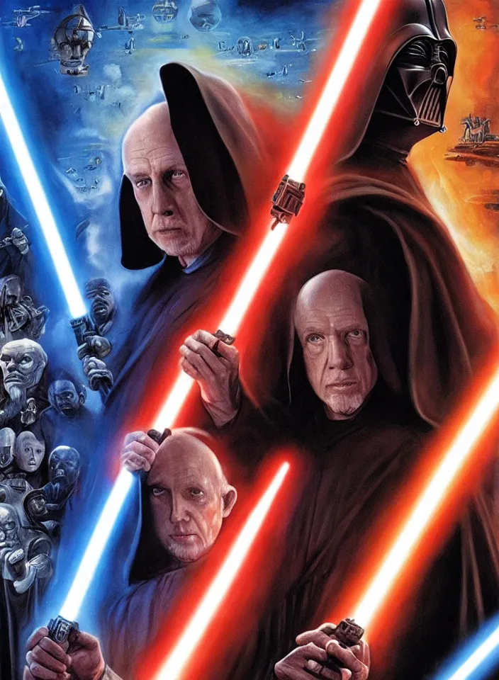 Prompt: the tragedy of darth plagueis the wise : a star wars story movie poster by drew struzan