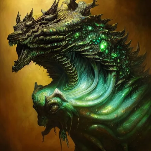 Image similar to a stunning detailed 3d matte portrait of a bulette with green plated carapace, male, standing in a maelstrom, by ellen jewett, by tomasz alen kopera, by Justin Gerard, ominous, magical realism, texture, gills, intricate, whirling smoke, alchemist bottles, radiant colors, fantasy, dungeons and dragons, dnd, volumetric lighting, high details