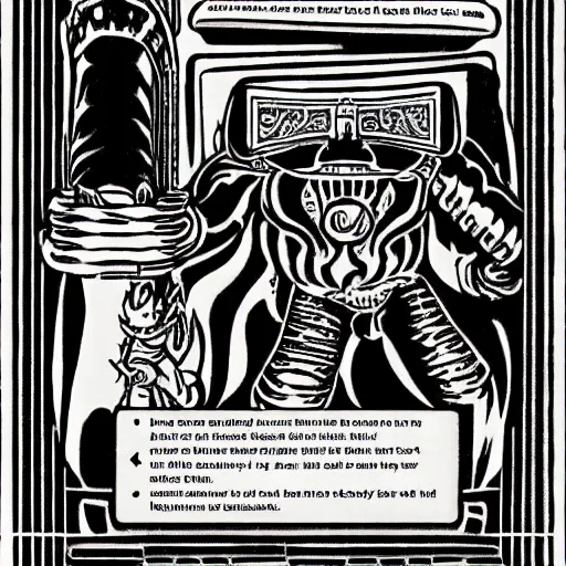 Image similar to A beautiful, highly detailed illustration of the intimidating 'last boss of beauracracy' in an NES instruction manual