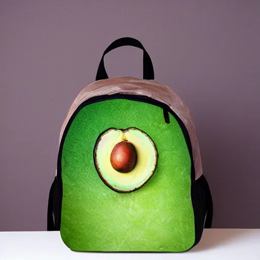 Image similar to avocado backpack, studio photo, fun design