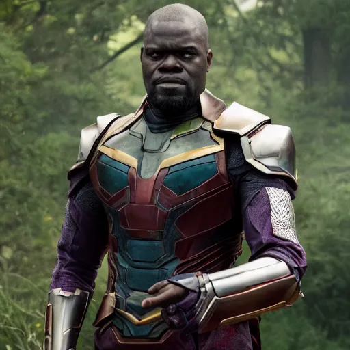 Prompt: william jackson harper, wearing thanos armour, hd 4k photo, cinematic lighting