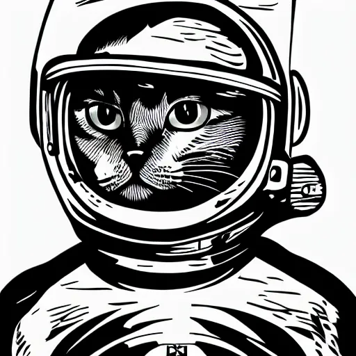 Image similar to mcbess illustration of a cat in a spacesuit