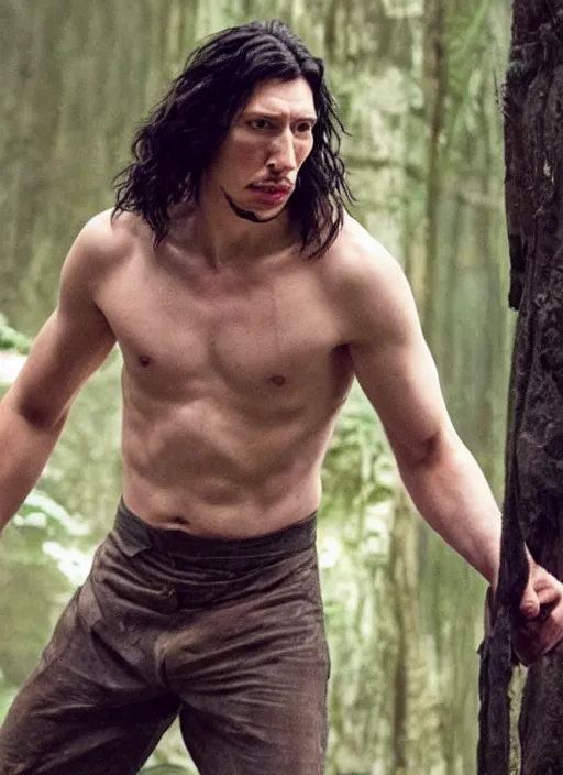 Prompt: adam driver as tarzan