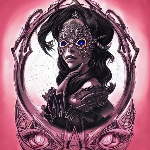 Image similar to vantablack occultist, pitchblack mask, beautiful, detailed symmetrical close - up portrait, intricate complexity, in the style of artgerm and peter mohrbacher, cel - shaded