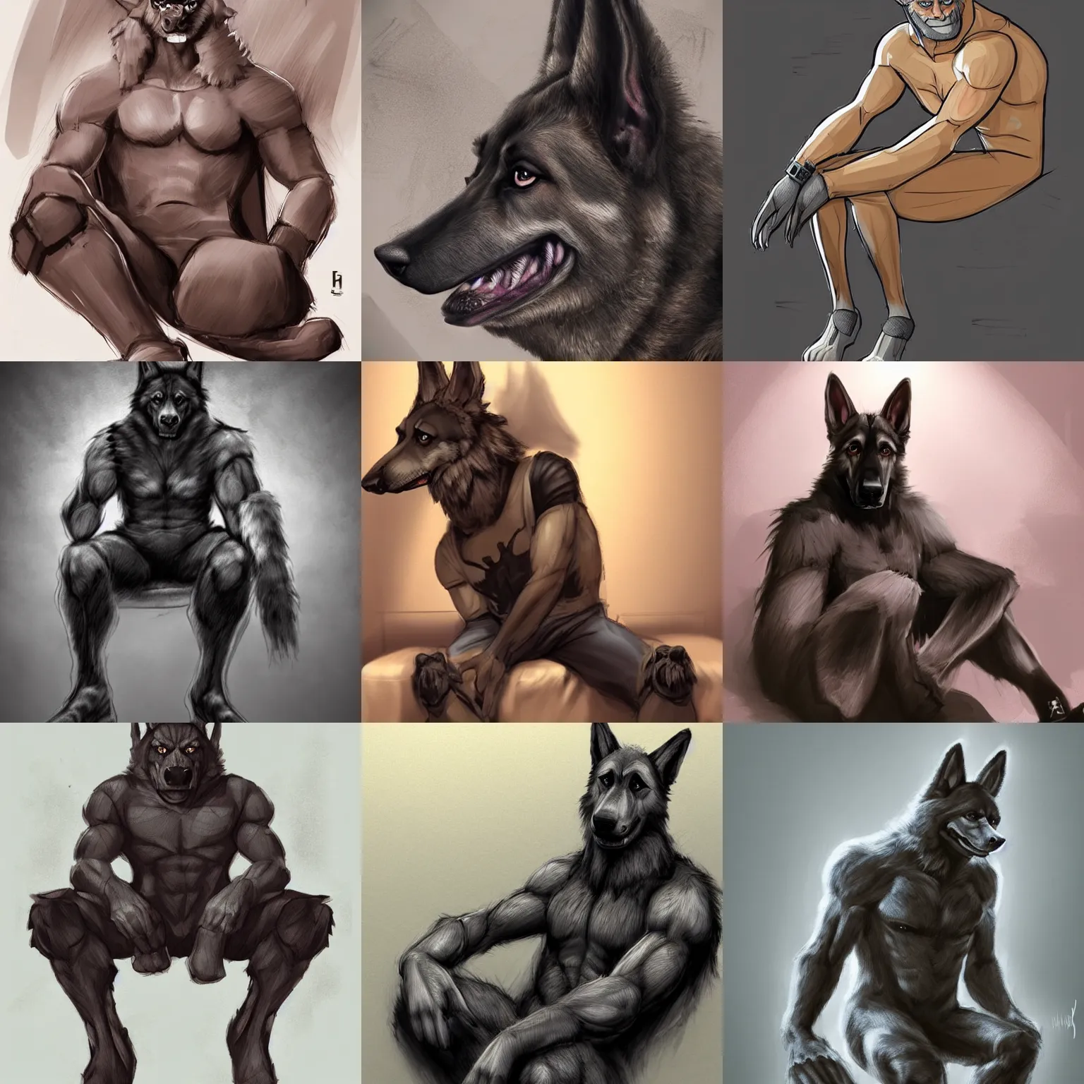 Prompt: a humanoid german shepherd beast - man, sitting on a couch and puts on socks, artstation, concept art, smooth, sharp focus illustration, trending on furaffinity