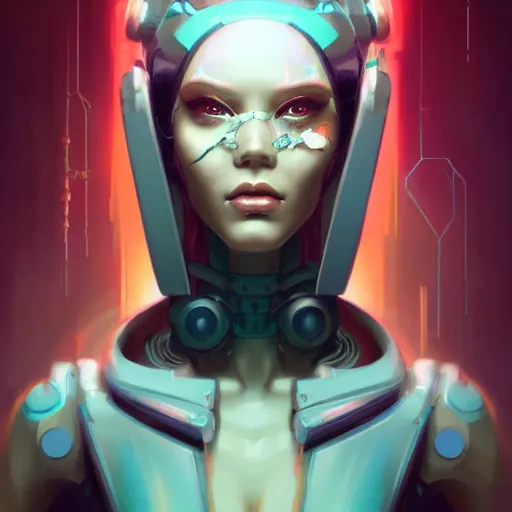 Image similar to a portrait of a beautiful cybernetic geisha, cyberpunk concept art by pete mohrbacher and wlop and artgerm and josan gonzales, digital art, highly detailed, intricate, sci-fi, sharp focus, Trending on Artstation HQ, deviantart, unreal engine 5, 4K UHD image